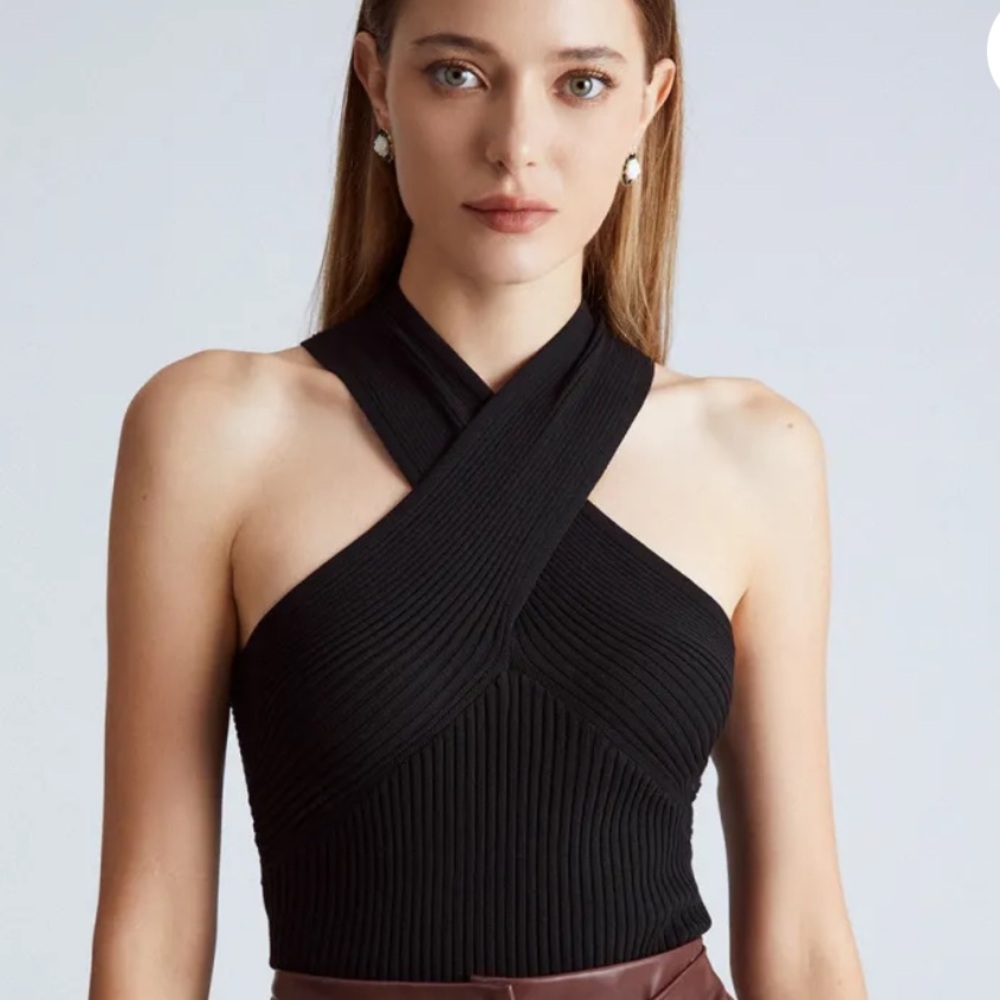 Commense Black Knit Halter Top NWT